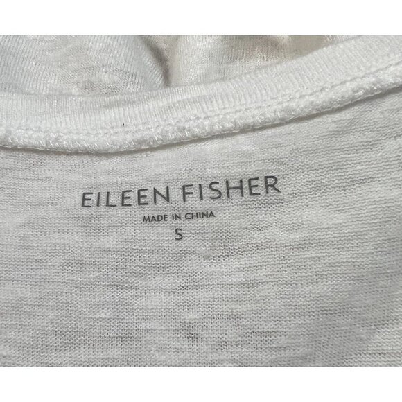 Eileen Fisher Sz S Off White Ivory 100% Linen Slub Knit Asymmetrical Tank Top - Picture 3 of 5